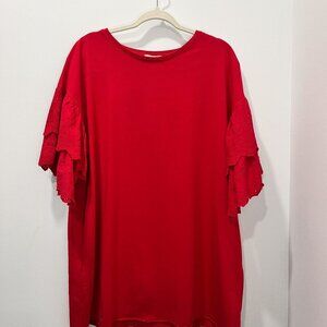 Umgee Shift Dress with Ruffle Eyelet Sleeves Red Size‎ M NWT